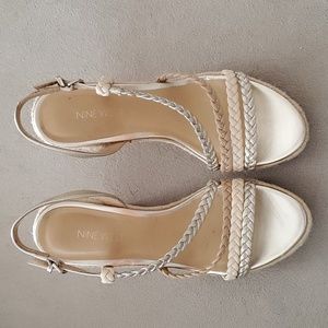 Nine West Metallic Braided Wedge Sandals 8.5